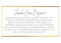 a thank you card with a gold background